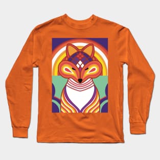 Orange Fox With Purple Skies Long Sleeve T-Shirt